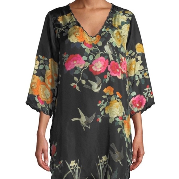 Johnny Was - Charlotte Rose Scalloped Silk Tunic - XL - Picture 8 of 16